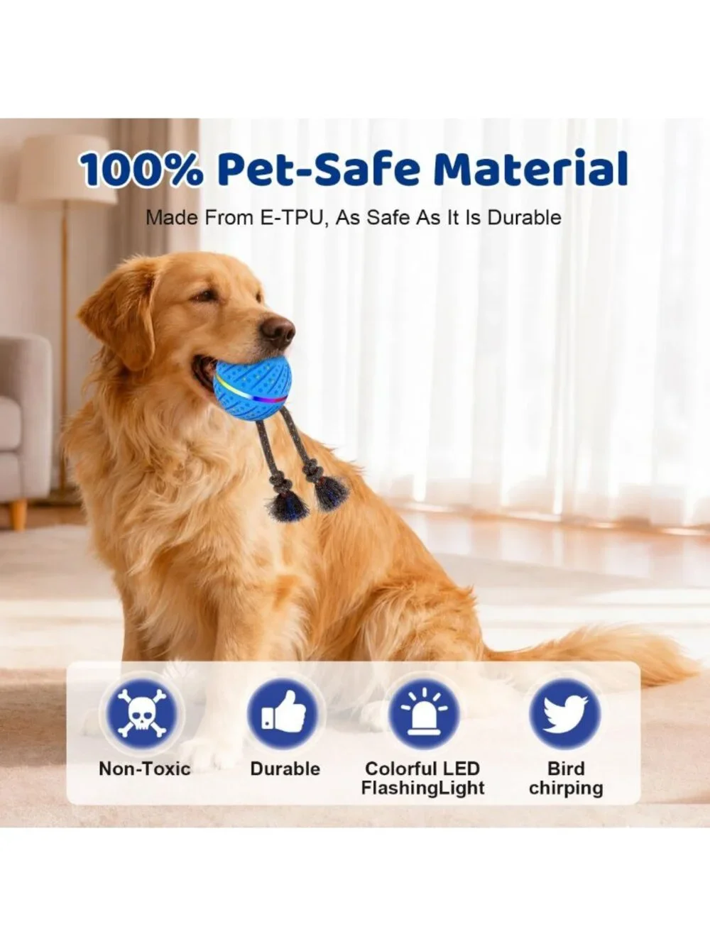 Interactive Dog Toy Ball for Aggressive Chewers - Durable E-TPU, Medium & Large